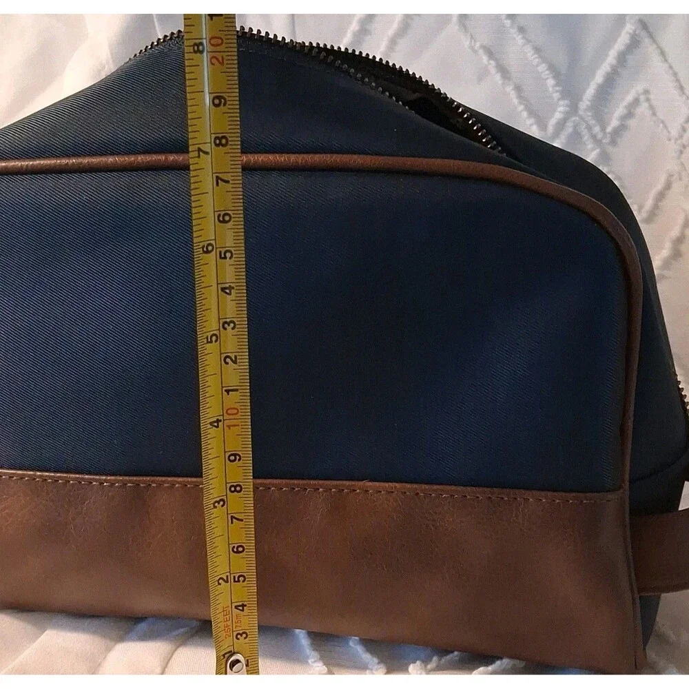 Tommy Bahama Men Blue Toiletry Shaving Travel Bag Leather Nylon Resort Vacation